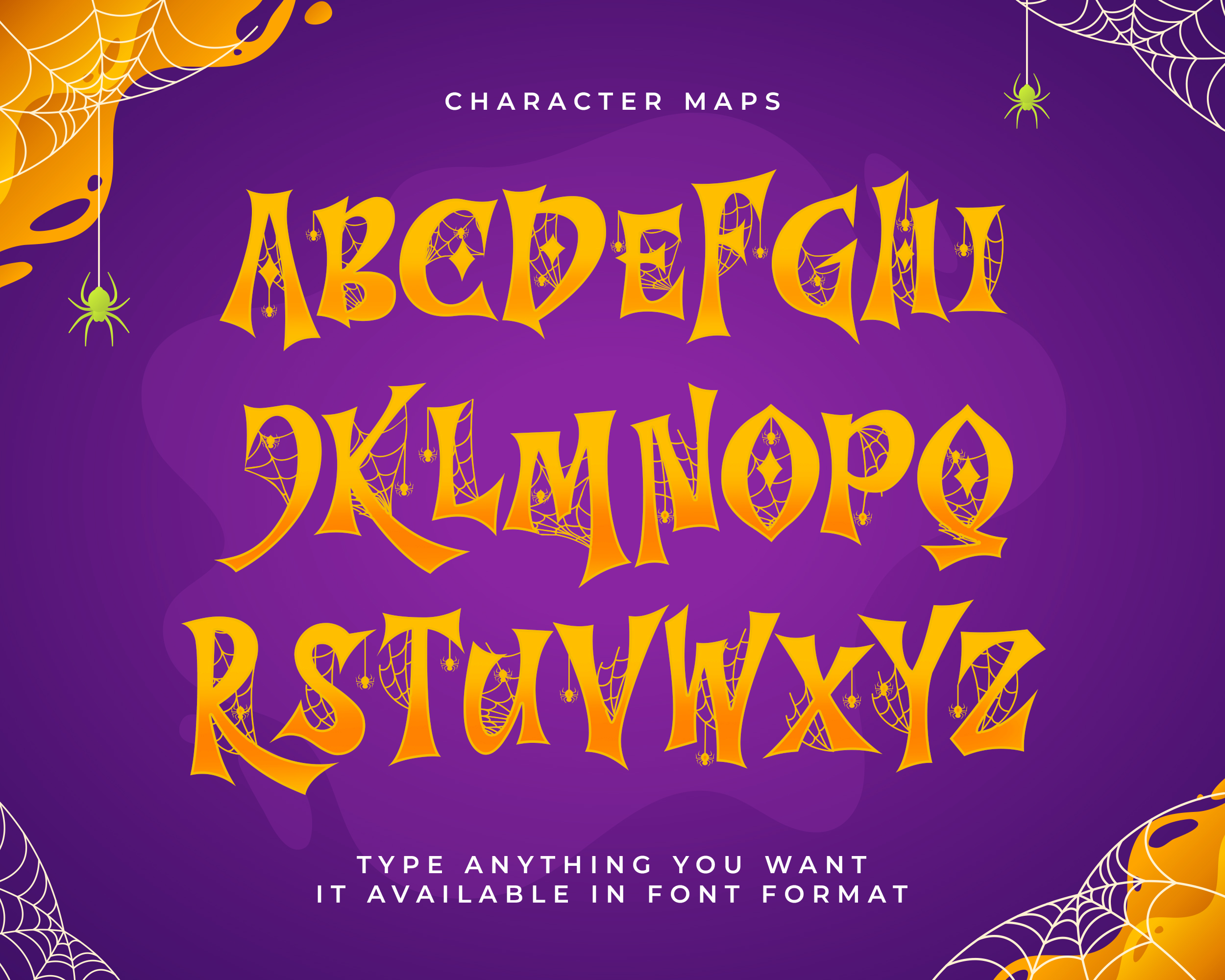 Decorative Tree Night Spider Webs Font - Image 9