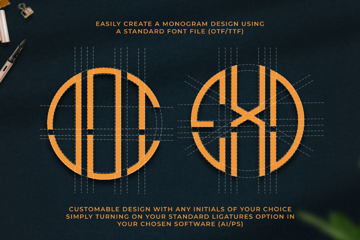 Modern Monogram Circle Font - Image 3
