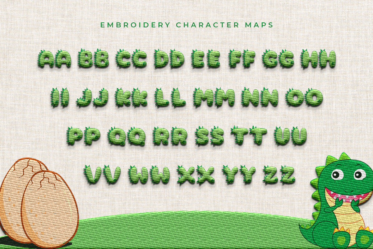Decorative Dino Alphabet Embroidery Font, Embroidery Decorative Font, Modern Embroidery Fonts, Decorative Dino Alphabet Font For Embroidery, Embroidery Kids Font - Image 7