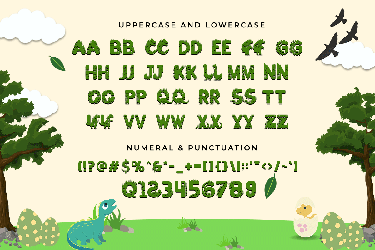 Dino Forest Decorative Kids Font - Image 4