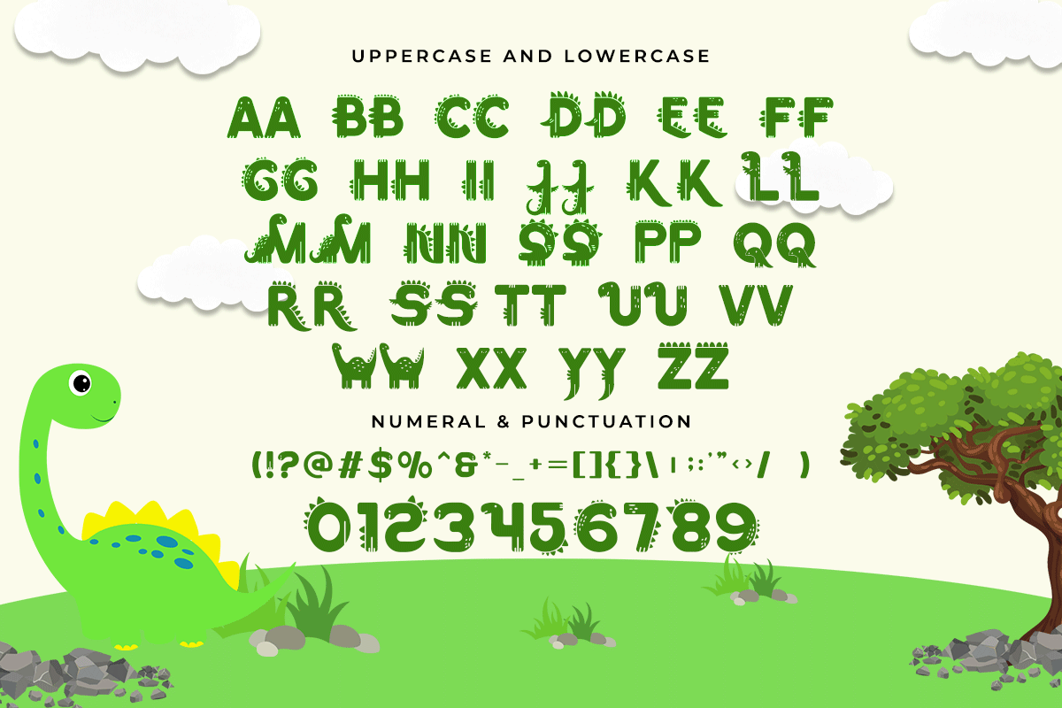 Happy Dino Decorative Kids Font - Image 4