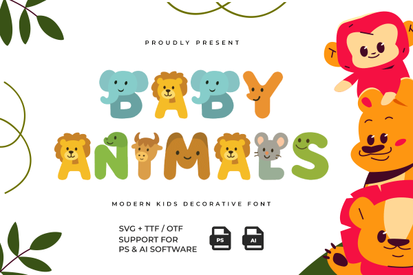 Baby Animals Modern Decorative Font - Image 2