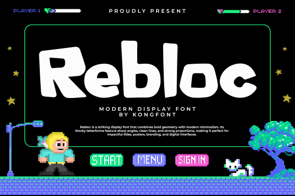 Rebloc A Modern Display Game Font - Image 2