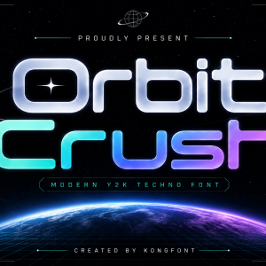 Orbit Crush A Modern Display Y2K Font
