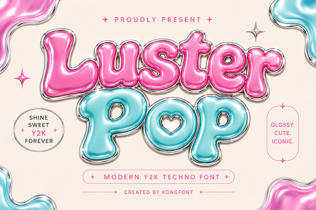 Luster Pop A Modern Display Y2K Font - Image 2