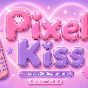 Pixel Kiss A Modern Y2K Display Cute Font