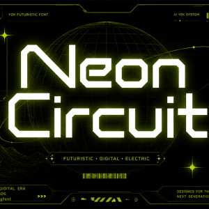 Neon Circuit A Modern Display Y2K Font