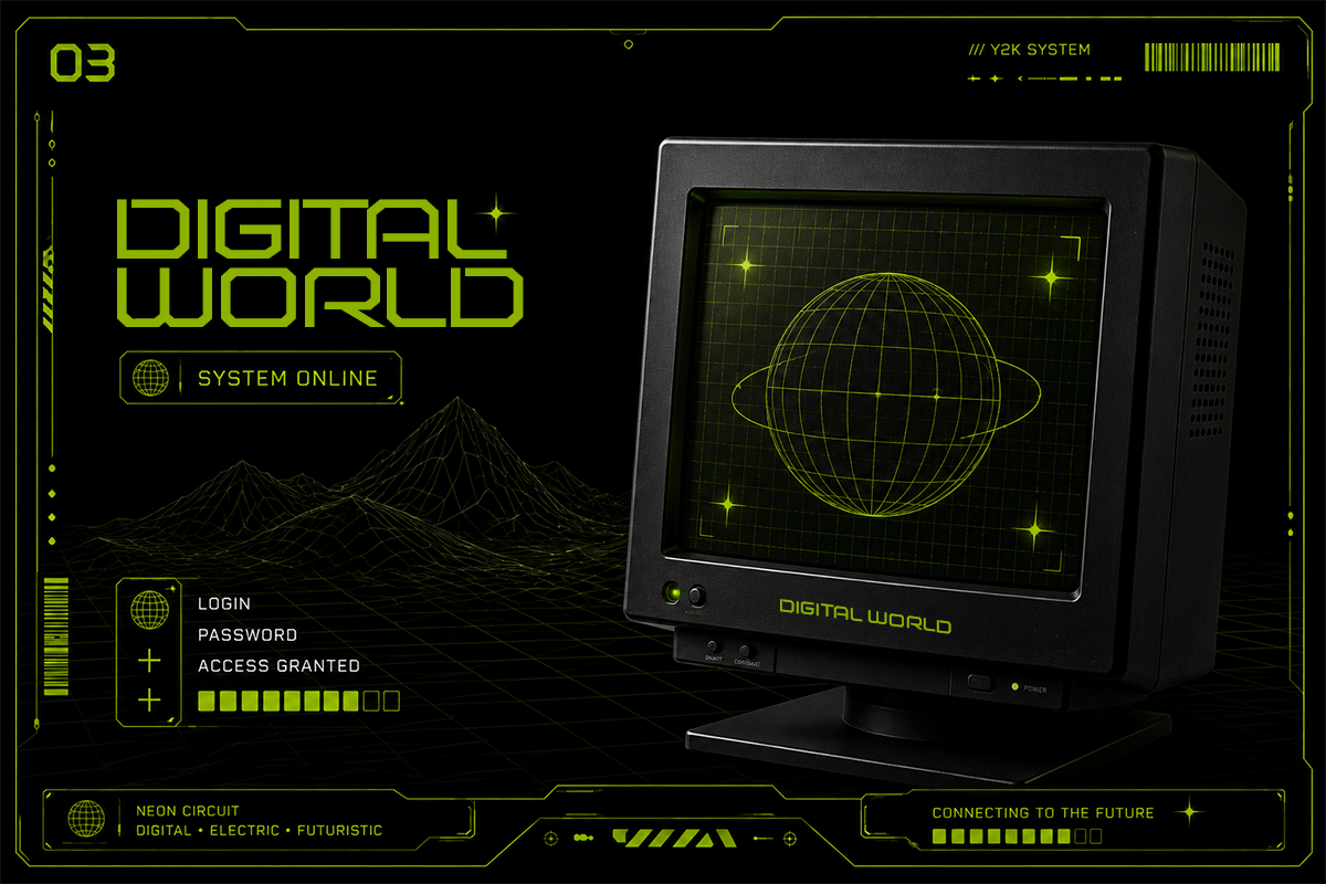 Neon Circuit A Modern Display Y2K Font - Image 6