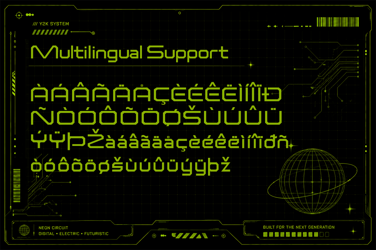 Neon Circuit A Modern Display Y2K Font - Image 4