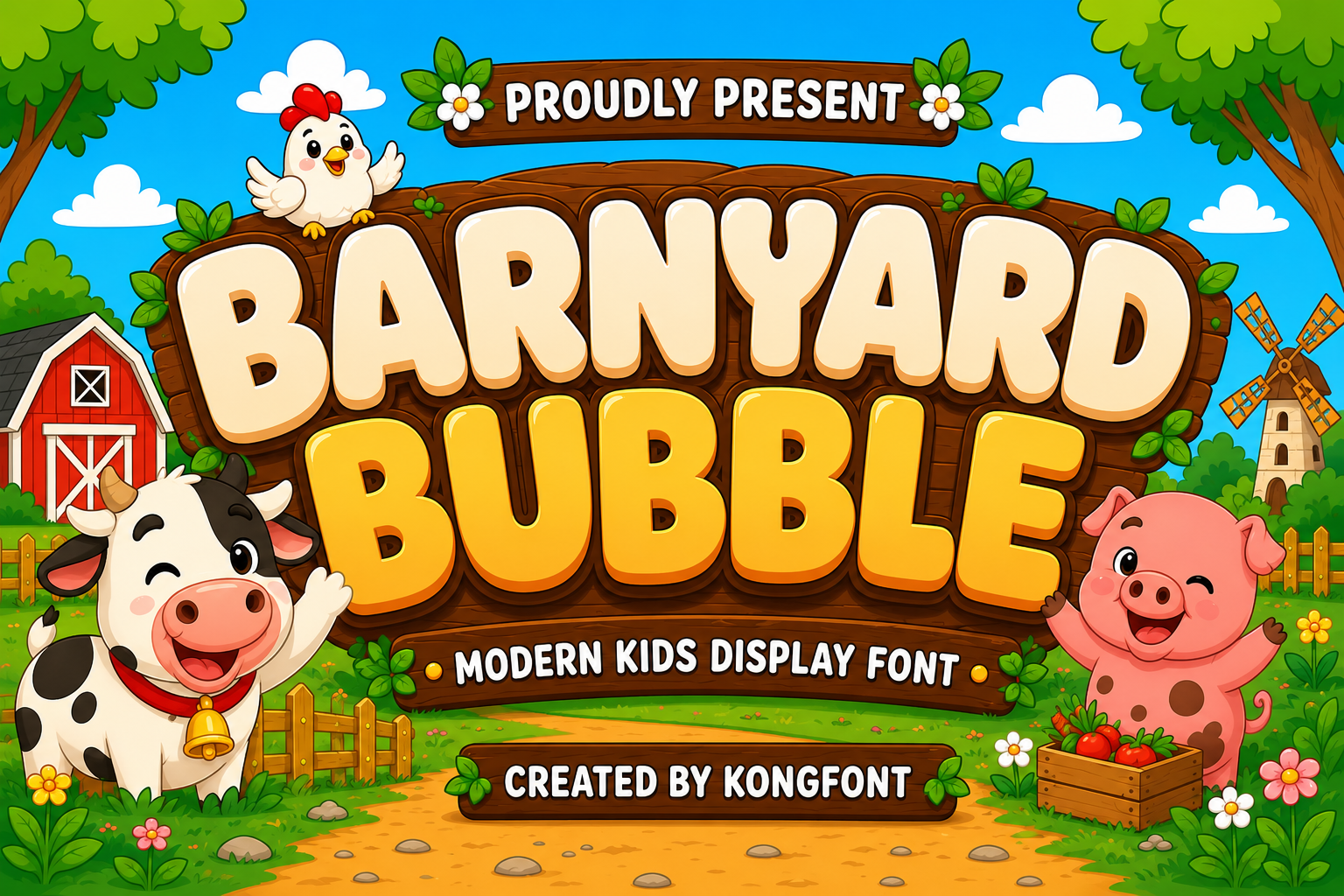 Barnyard Bubble A Modern Display Kids Font