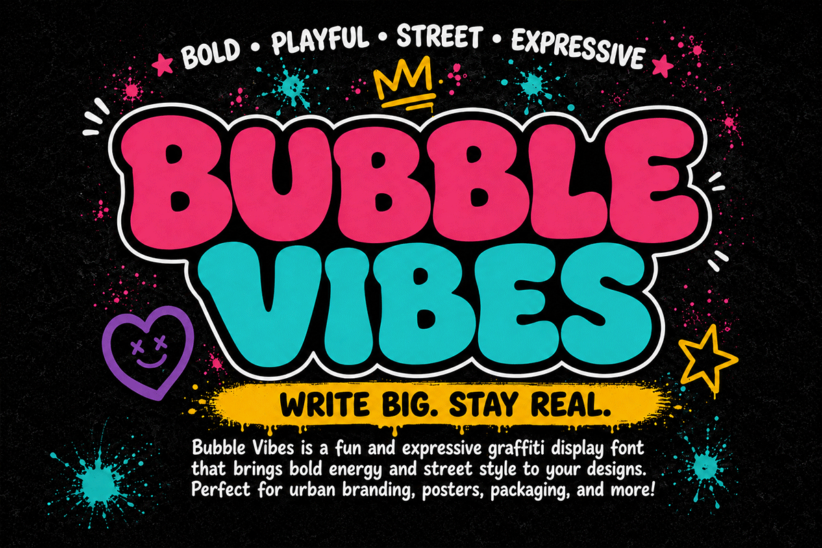 Bubble Vibes A Modern Graffiti Font