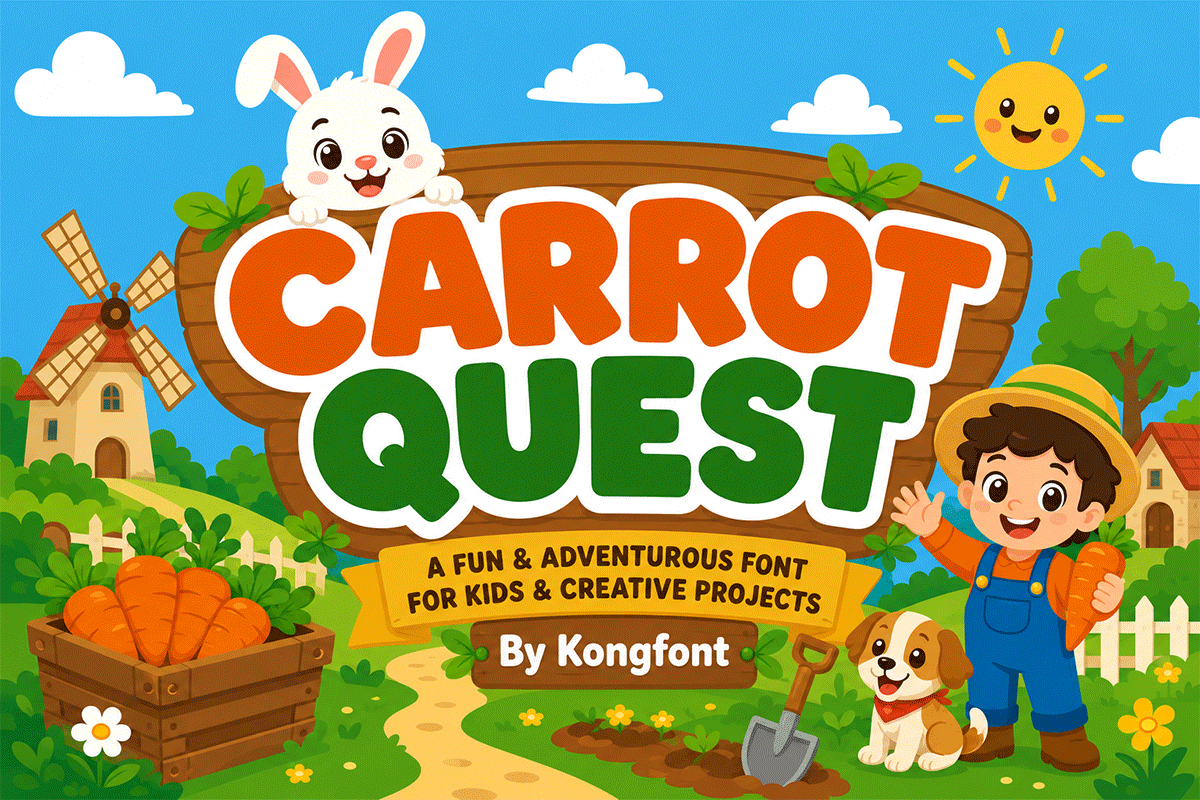 Carrot Quest A Modern Display Kids Font