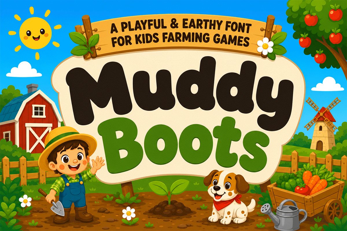 Muddy Boots A Modern Display Kids Font