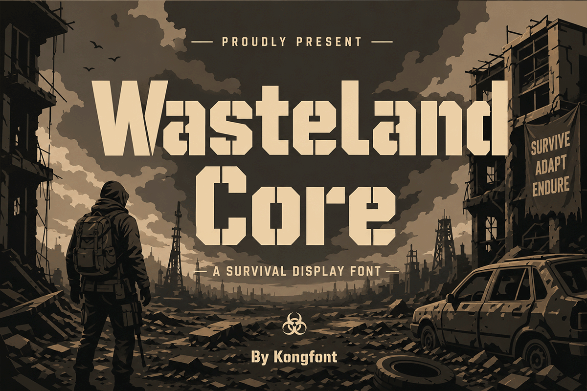 Wasteland Core A Modern Survival Display Font