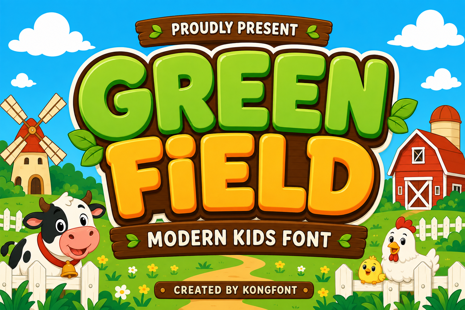 Green Field A Modern Display Kids Font