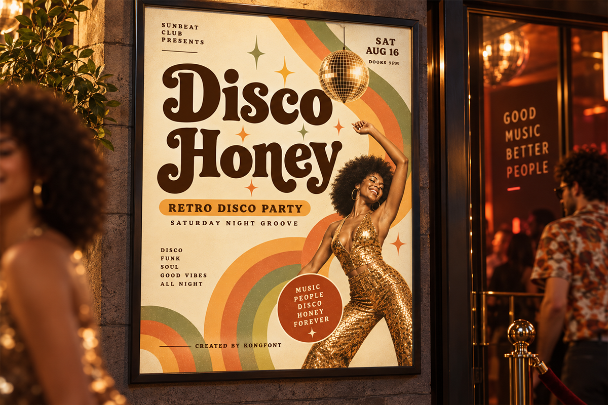 Disco Honey modern display font specimen preview 2