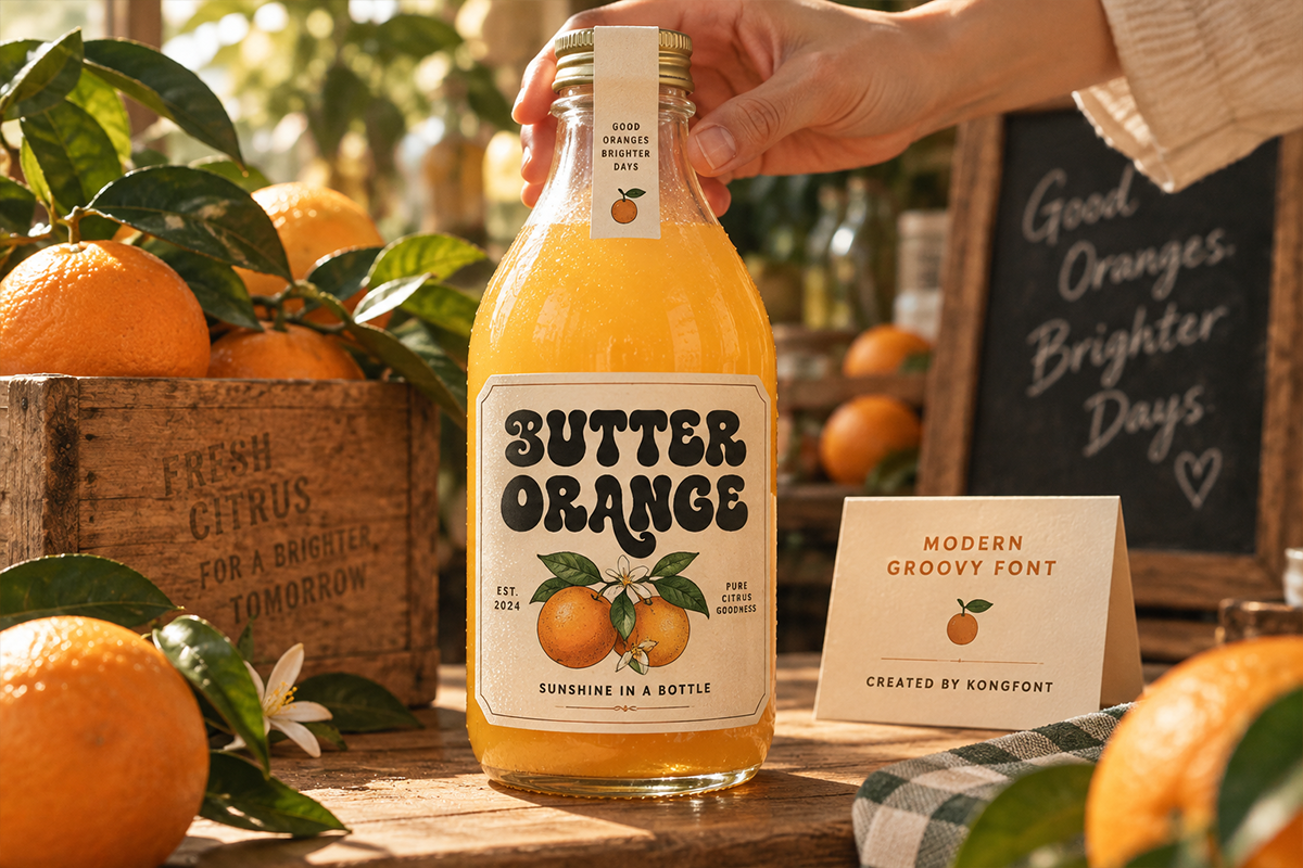 Butter Orange modern display font specimen preview 2
