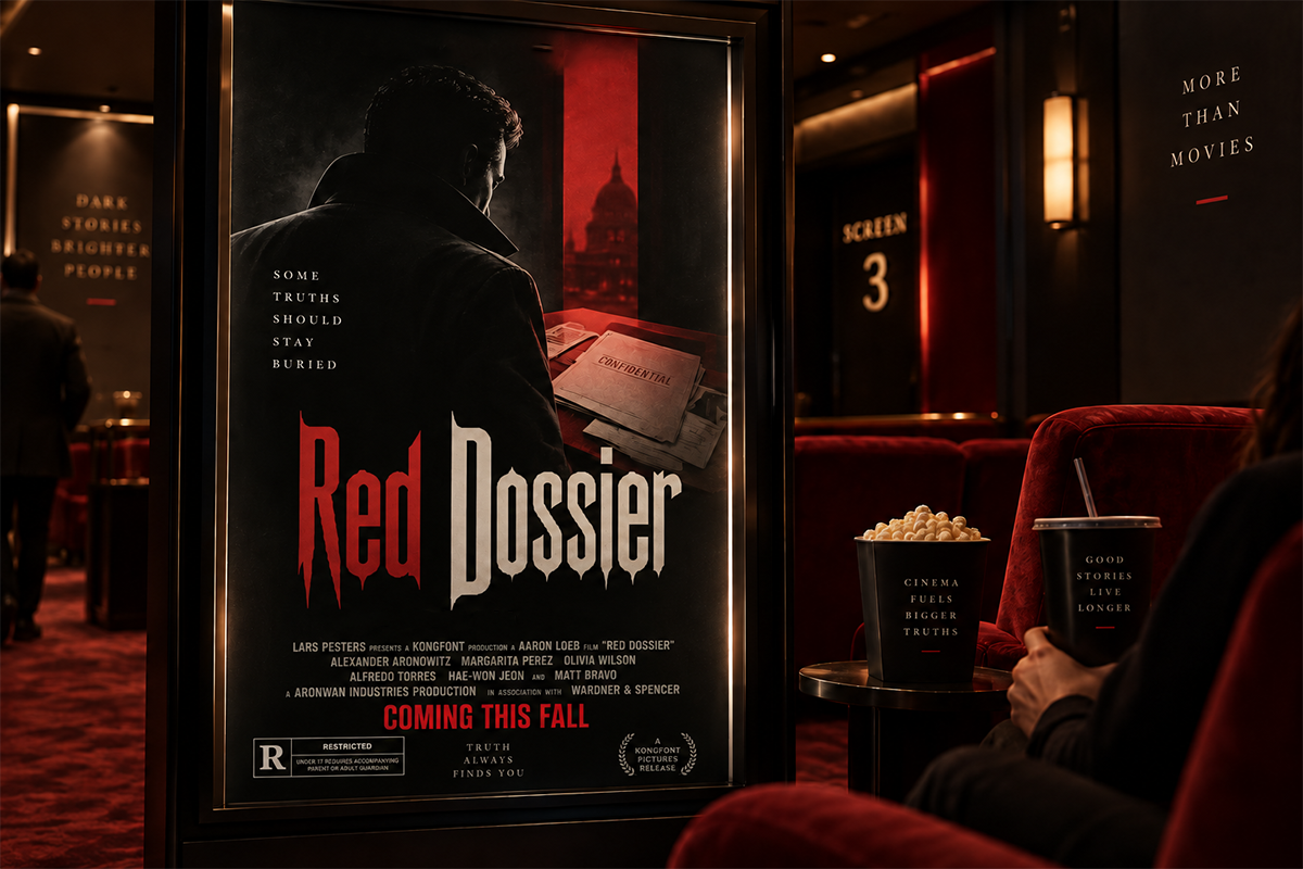 Red Dossier modern display font specimen preview 2