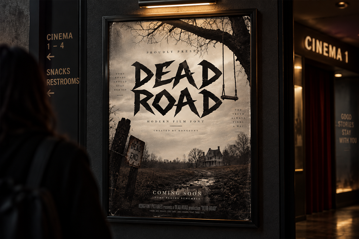 Dead Road modern display font specimen preview 2
