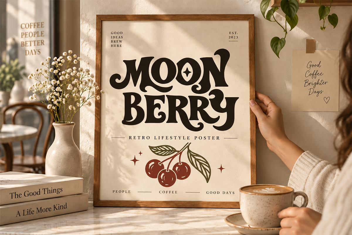 Moonberry modern display font specimen preview 5