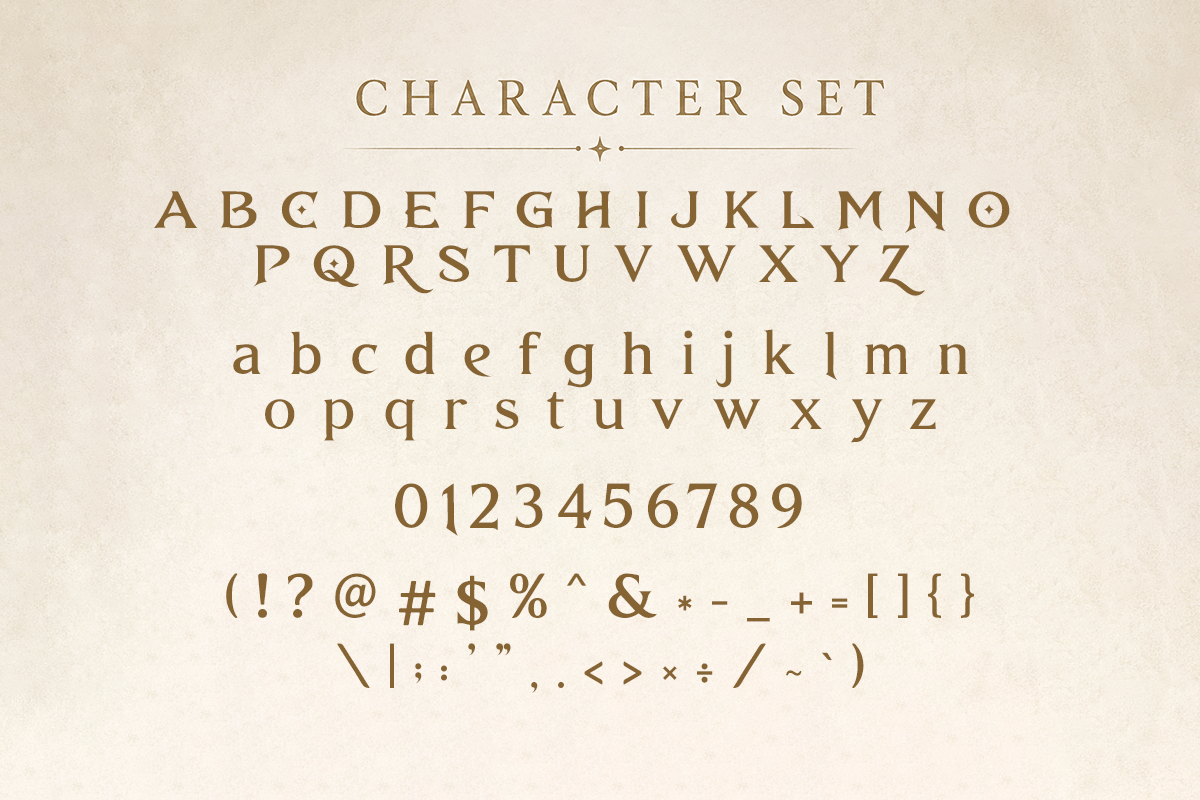 Rhaedon fantasy serif font specimen preview 5
