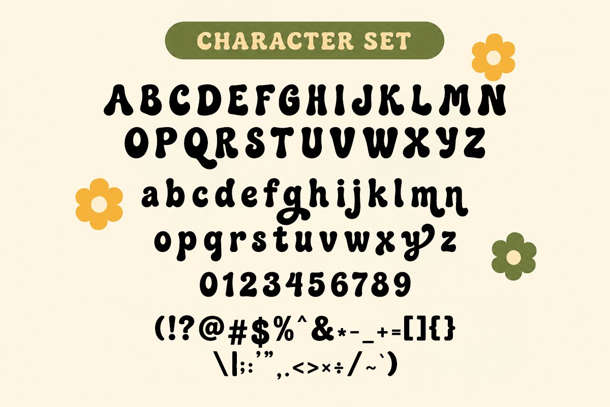 Koogaire groovy font specimen preview 5