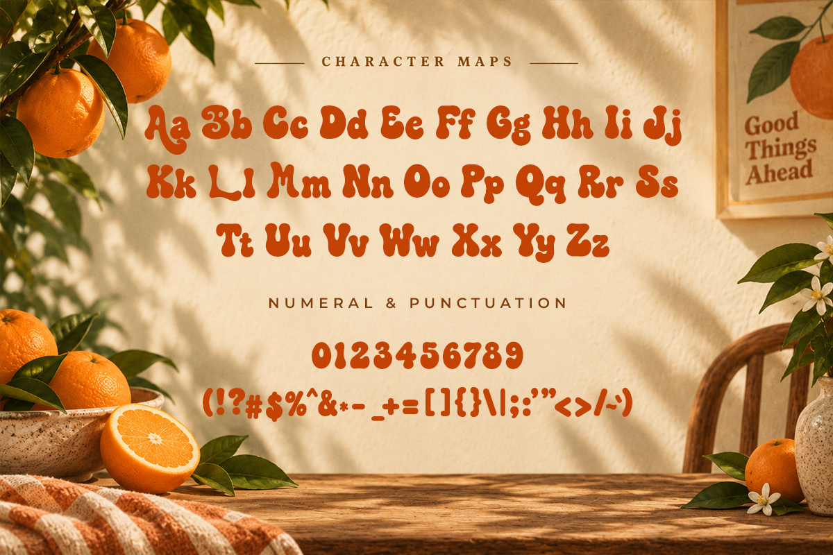 Butter Orange modern display font specimen preview 4