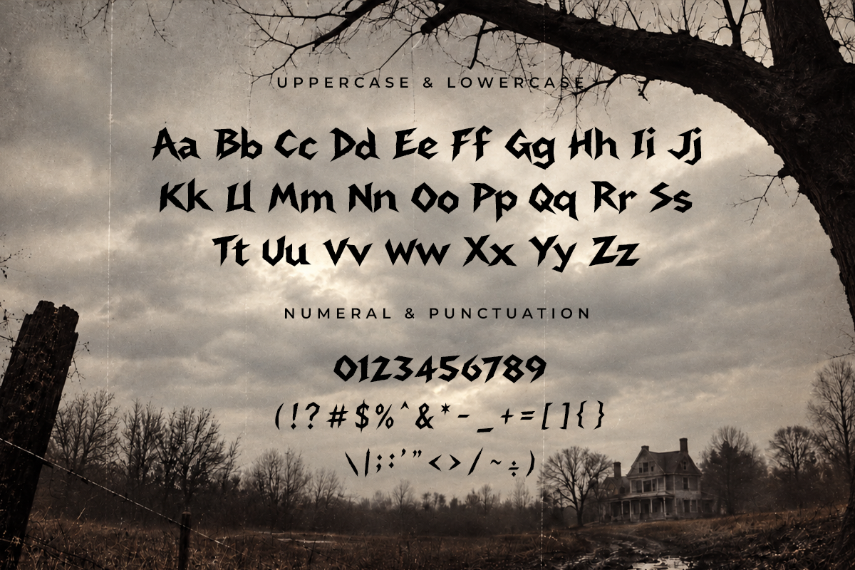 Dead Road modern display font specimen preview 4
