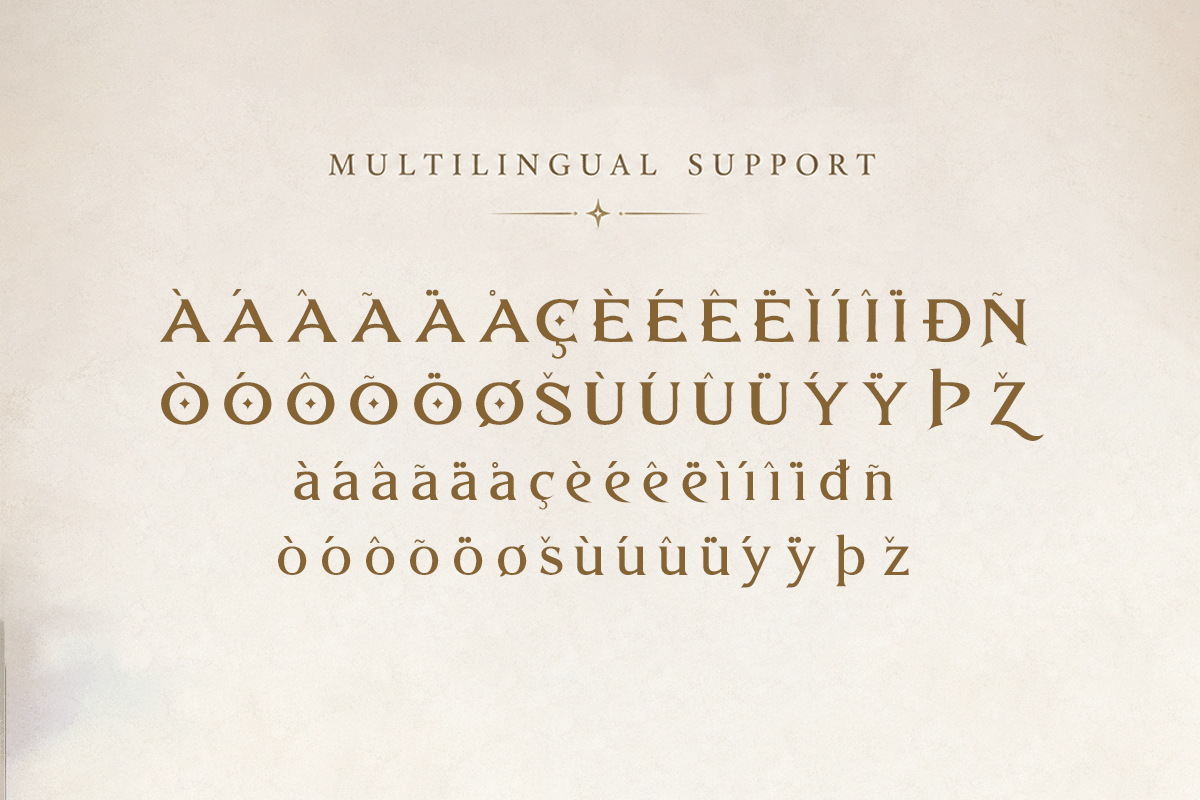 Rhaedon fantasy serif font specimen preview 6