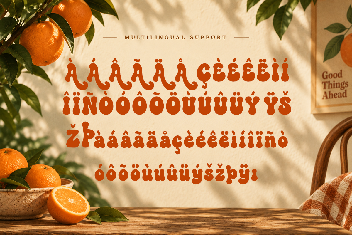 Butter Orange modern display font specimen preview 3