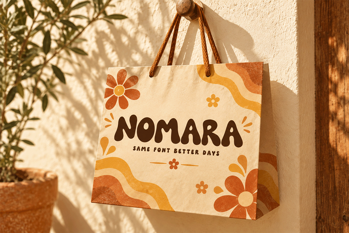 Nomara retro display font specimen preview 3