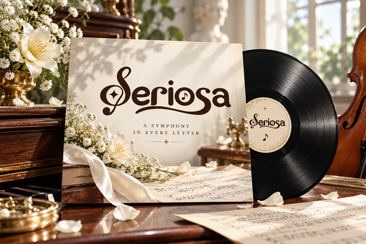Seriosa modern display font specimen preview 2