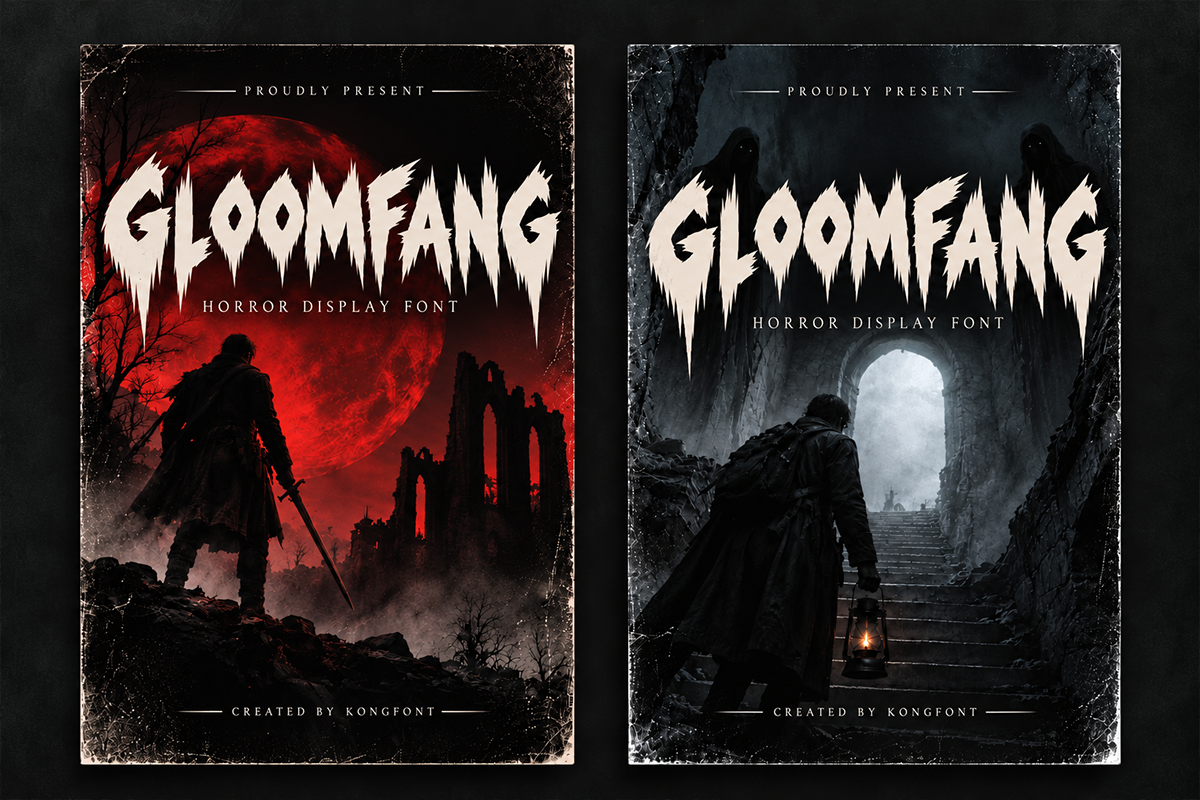 Gloomfang modern display font specimen preview 2