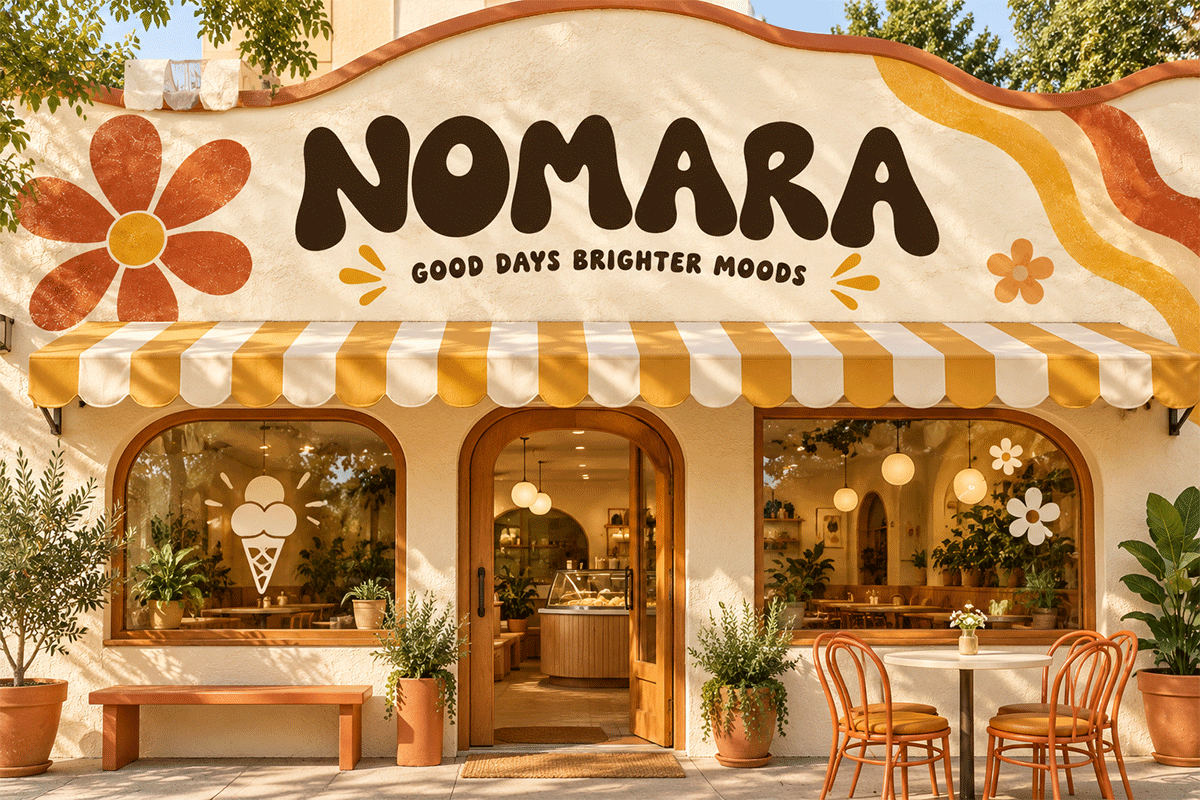 Nomara retro display font specimen preview 4