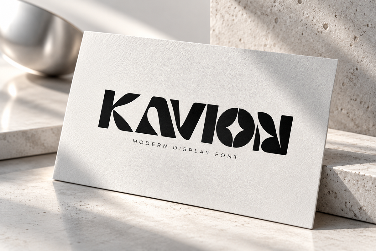 Kavion modern display font specimen preview 3