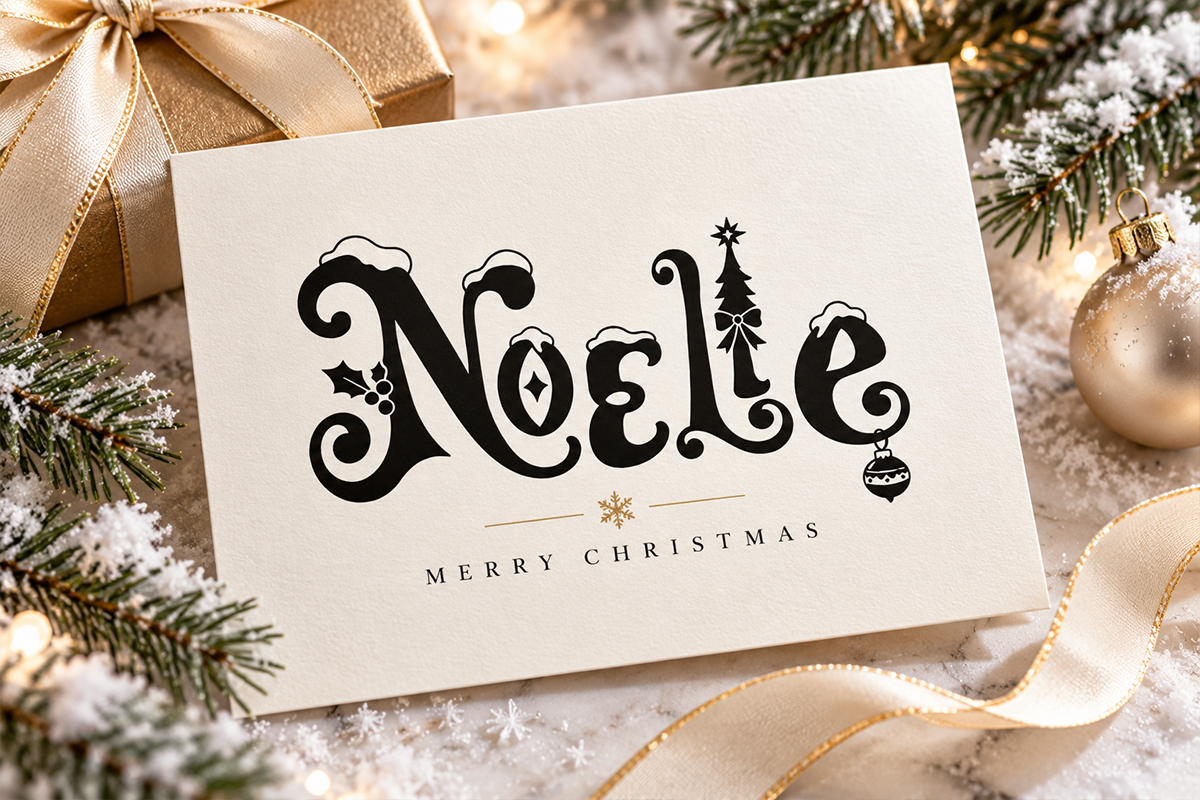 Noelie modern display font specimen preview 3