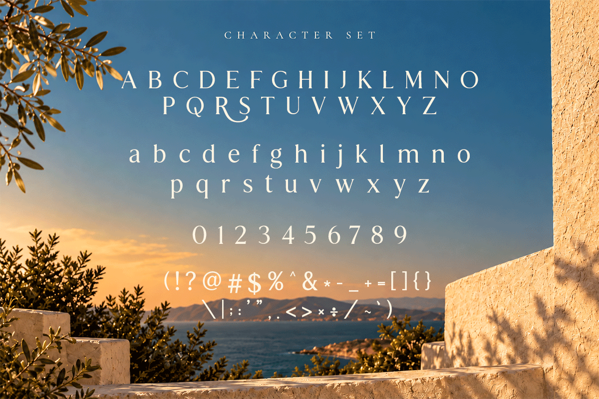 Elanora luxury serif font specimen preview 5