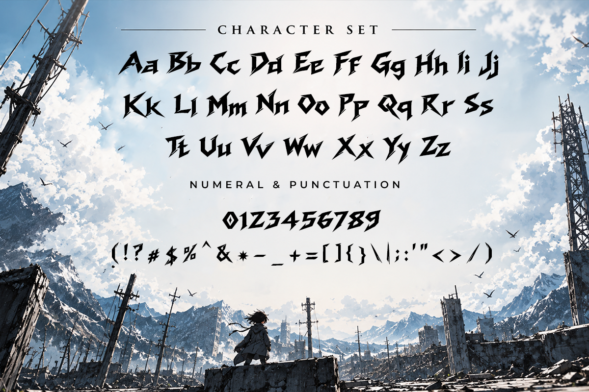 Raikensei modern display font specimen preview 4