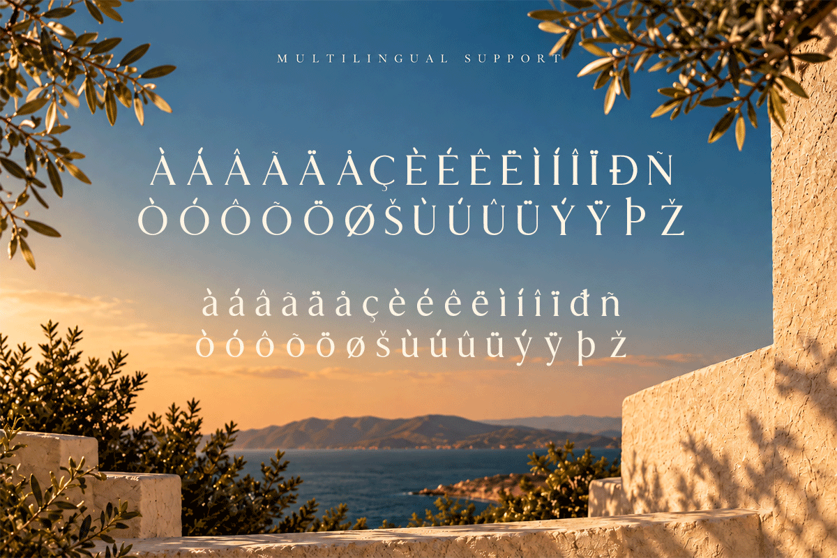 Elanora luxury serif font specimen preview 6