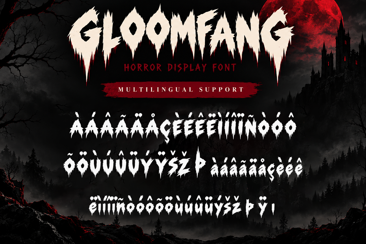 Gloomfang modern display font specimen preview 5